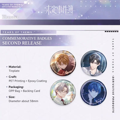 Tears of Themis Heartbeat Commemorative Series Vol.2 tinplate badge product details and specifications
