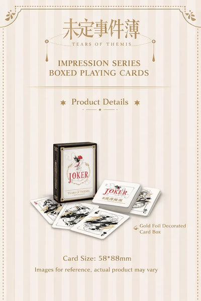 Tears of Themis Impression Series playing cards back design with gold foil printing