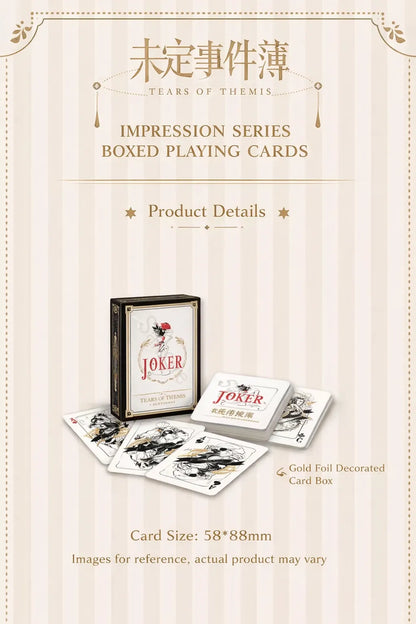 Tears of Themis Impression Series playing cards back design with gold foil printing