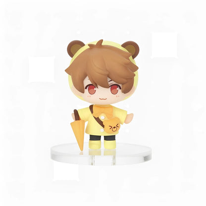 Tears of Themis Rainy Day Series chibi blind box figure of Luke Pearce wearing pink raincoat with umbrella