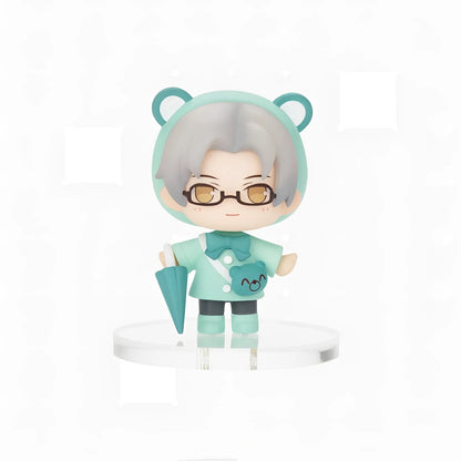 Tears of Themis Rainy Day Series chibi blind box figure of Marius von Hagen wearing mint raincoat and glasses