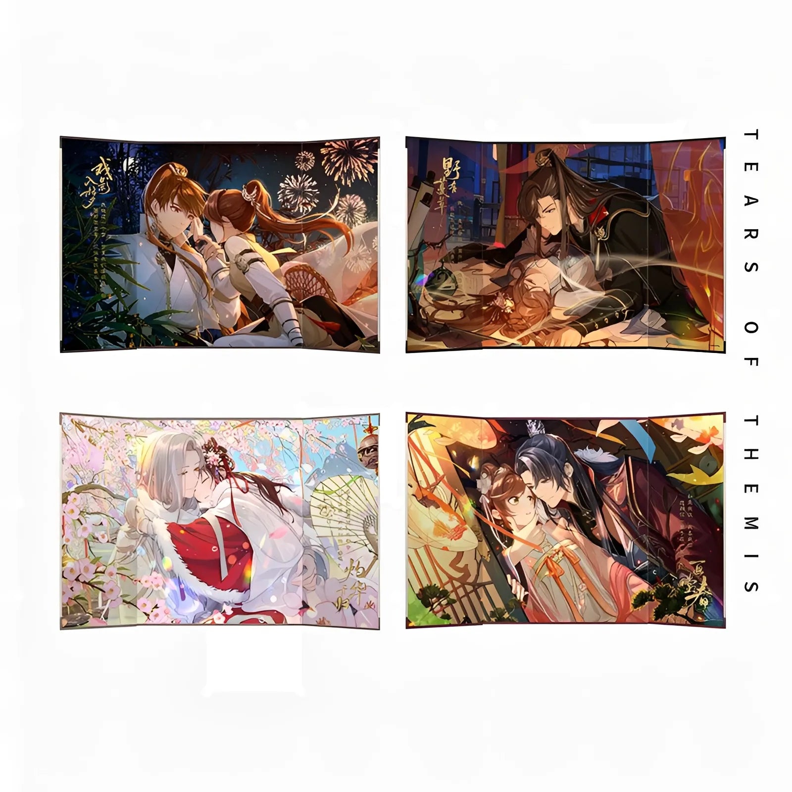 Tears of Themis Snowy Red Plum Series folding screen art cards collection featuring Artem Wing, Luke Pearce, Marius von Hagen and Vyn Richter