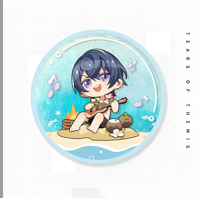 Tears of Themis Summer Series acrylic liquid sand coaster featuring Marius von Hagen chibi beach design