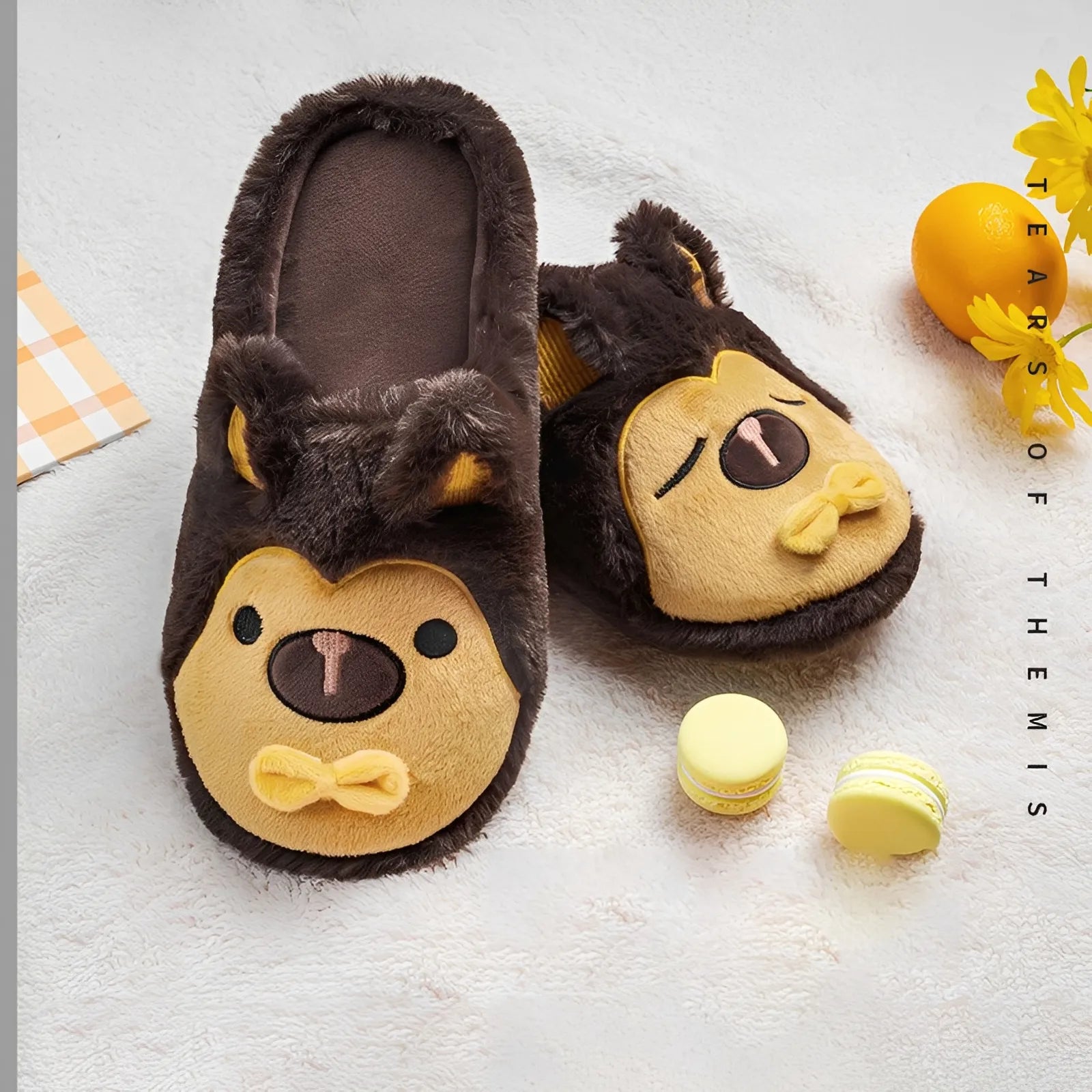 Tears of Themis Sweet Dreams Series plush slippers featuring Luke Pearce character design with soft fleece upper and plush lining
