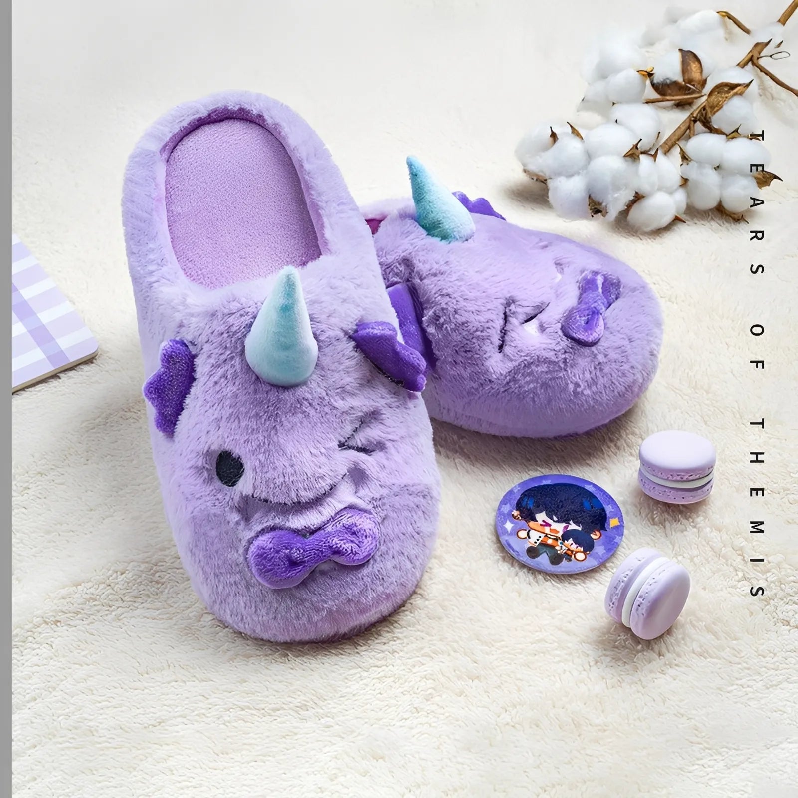Tears of Themis Sweet Dreams Series plush slippers featuring Marius von Hagen character design with soft fleece upper and comfortable lining