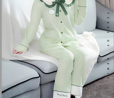 Tears of Themis Sweet Dreams Series Vyn Richter cotton loungewear set detail view with ribbon collar design