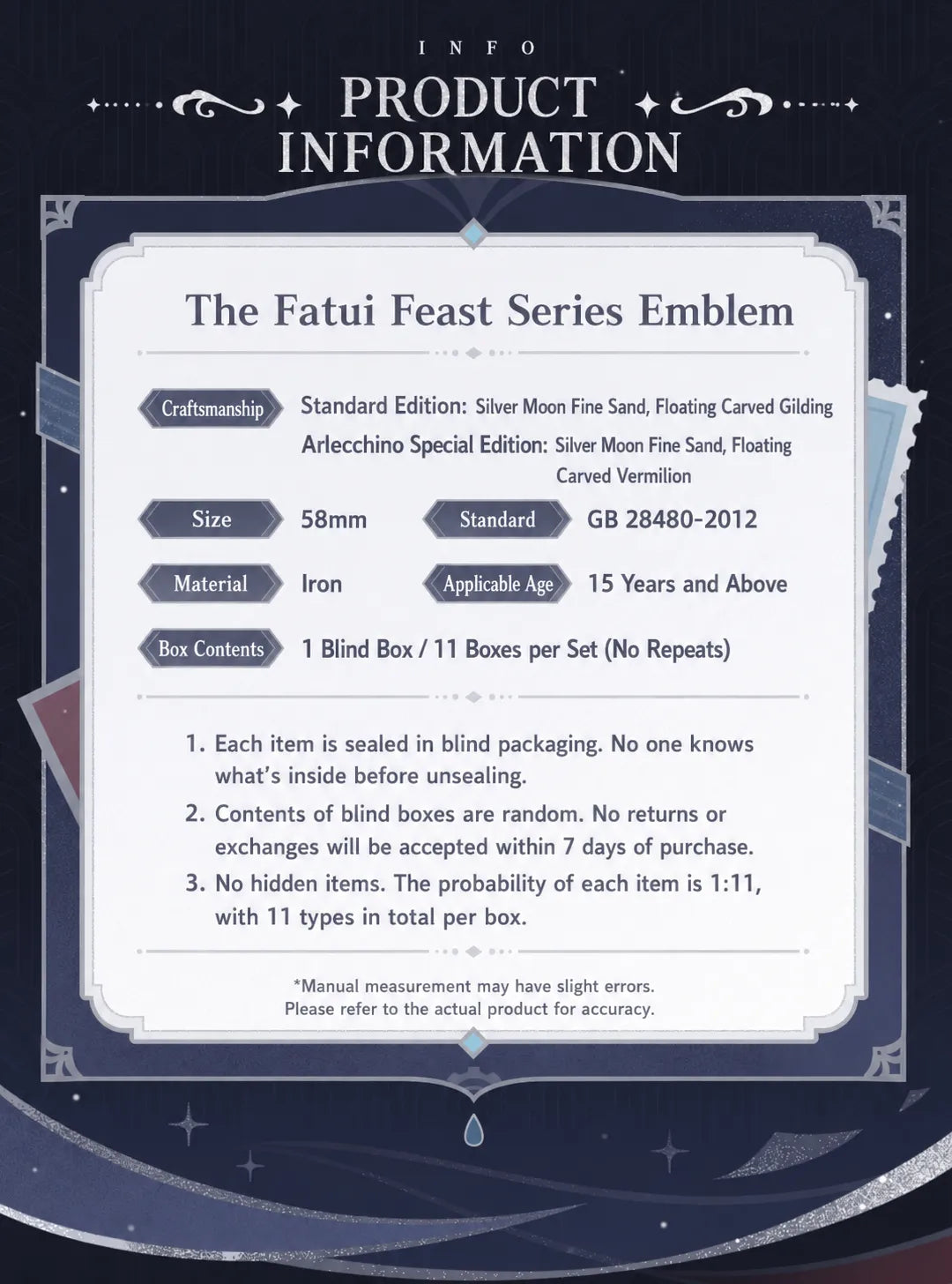 The Fatui Feast Series badge blind box character lineup display