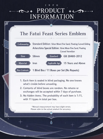 The Fatui Feast Series badge blind box character lineup display