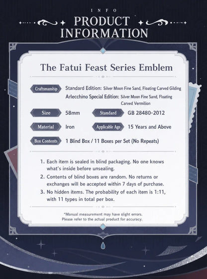 The Fatui Feast Series badge blind box character lineup display