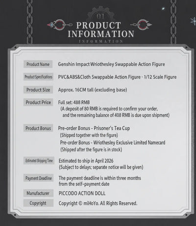Wriothesley Action Figure Product Information Details