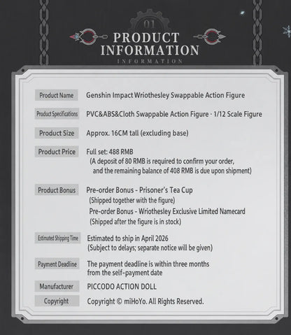 Wriothesley Action Figure Product Information Details