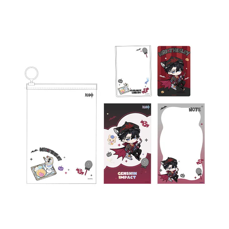 Genshin Wriothesley Immernachtreich Reverie Series stationery gift set featuring themed notebook card set